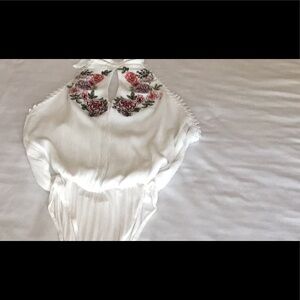 White embroidered bodysuit